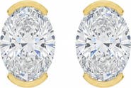 BY ADINA EDEN Lab Grown Diamond Oval Slight Bezel Stud Earring 14K