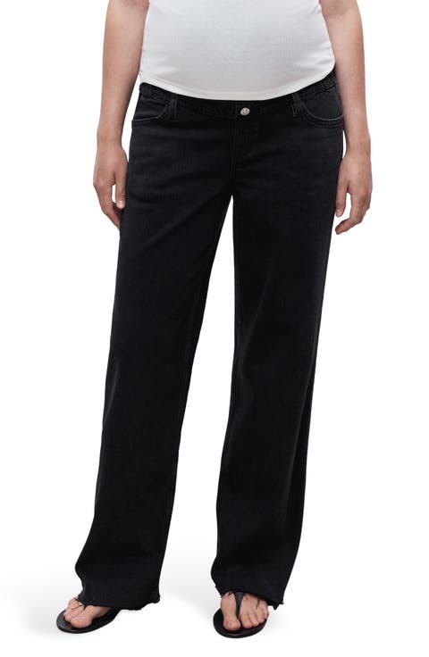 Over the Bump Raw Hem Wide Leg Maternity Jeans