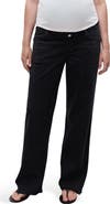 MANGO Over the Bump Raw Hem Wide Leg Maternity Jeans