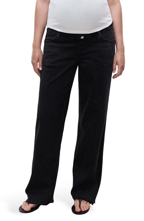 Mango Over The Bump Raw Hem Straight Leg Maternity Jeans In Black