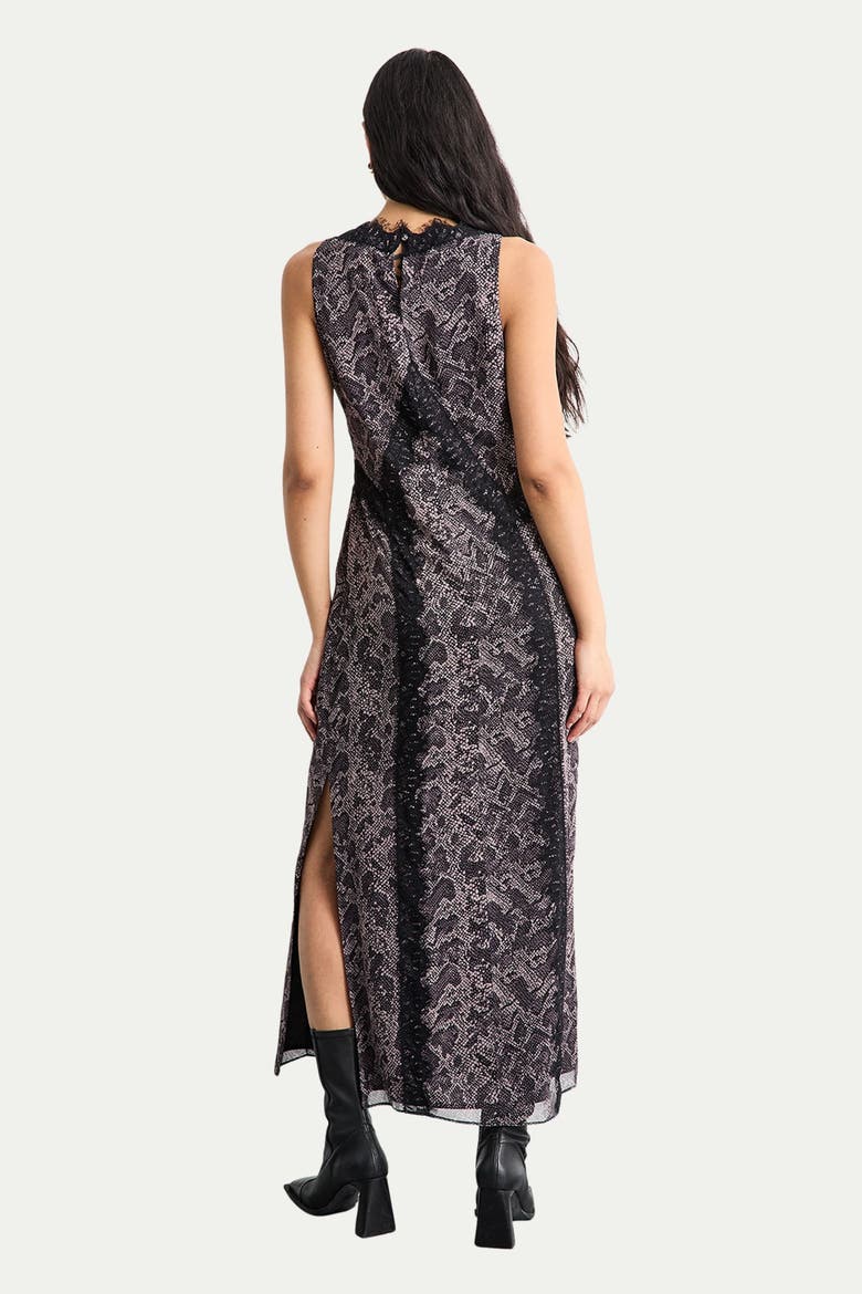 Chiffon Printed Lace Trim Dress, Alternate, color, Snake