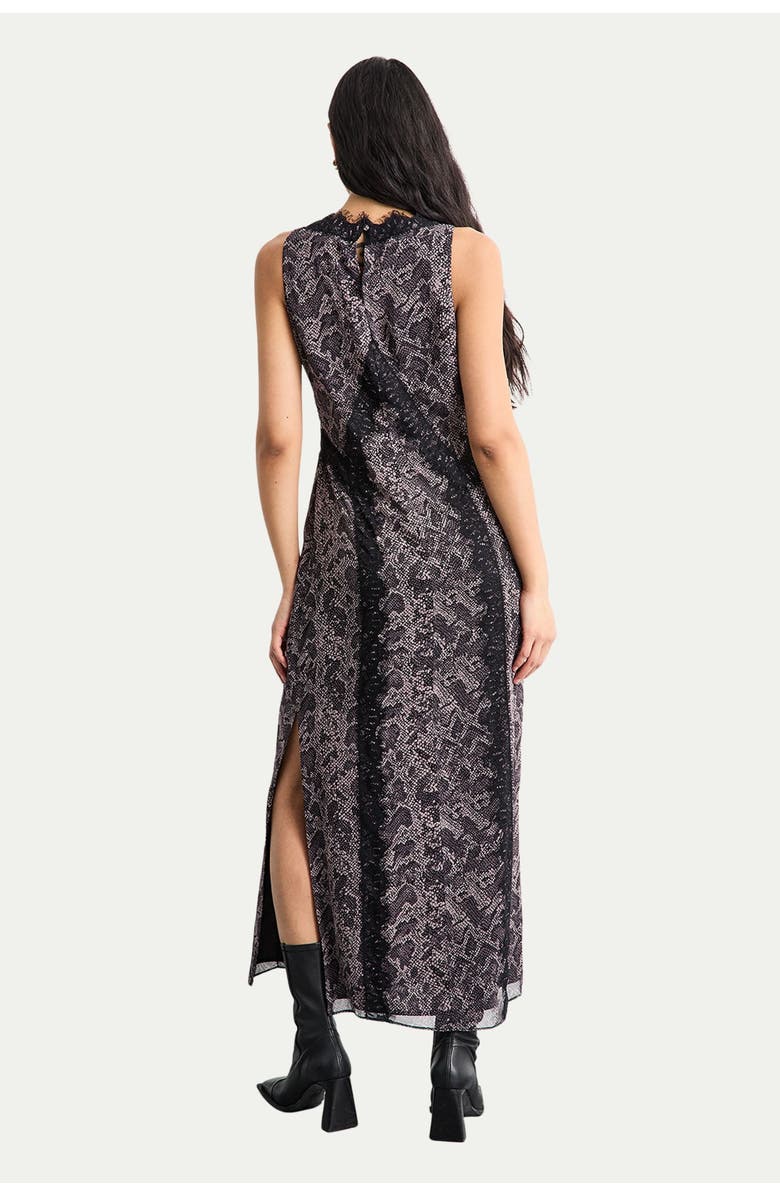 Warehouse Chiffon Printed Lace Trim Dress, Alternate, color, Snake