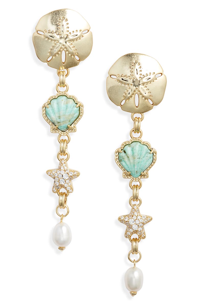 Kendra Scott Brynne Shell Linear Drop Earrings, Main, color,