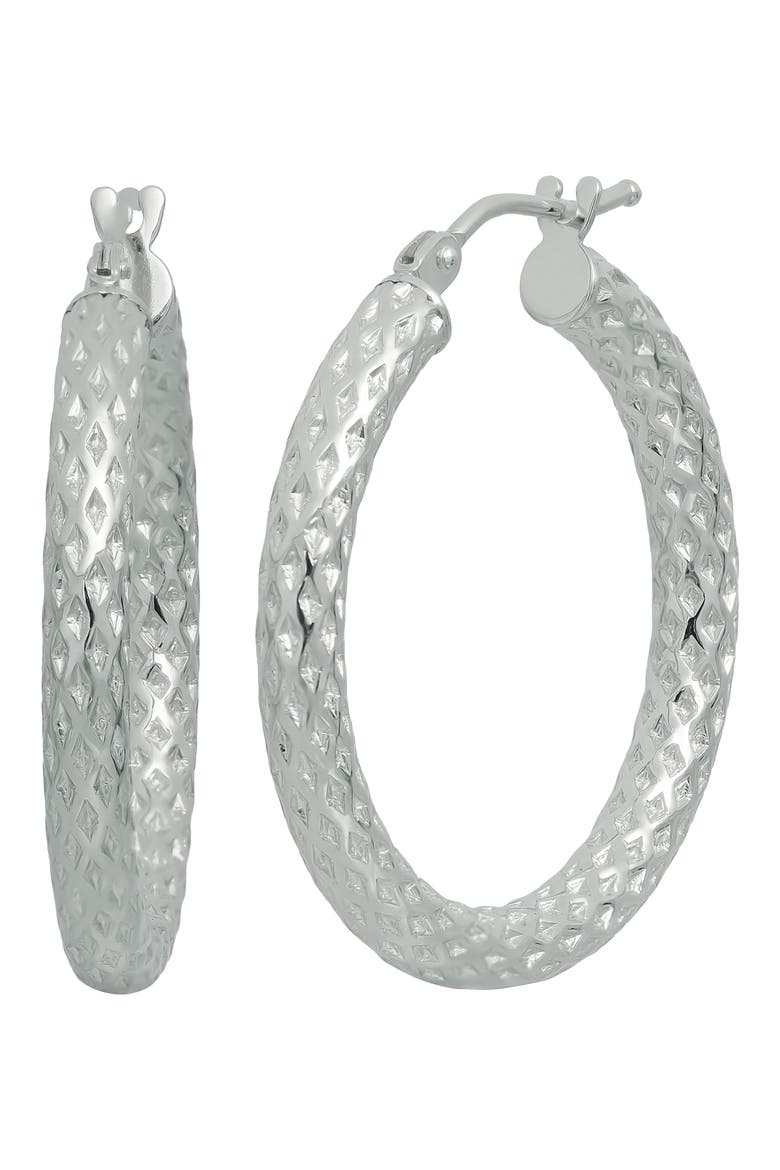 14K Gold Faceted Hoop Earrings (Nordstrom Exclusive), Main, color, 14K WHITE GOLD