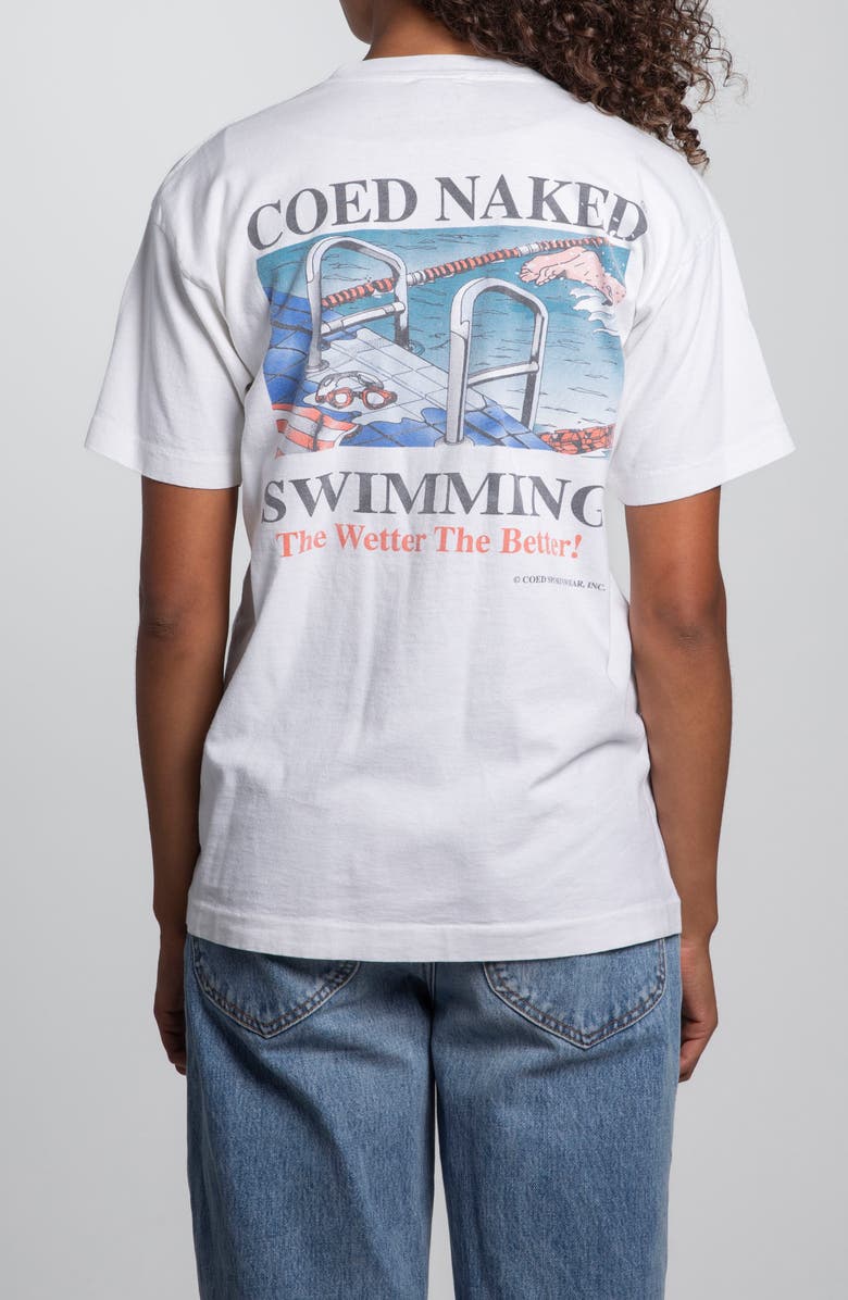 Elwood Vintage Coed Swimming Tee, Alternate, color, White