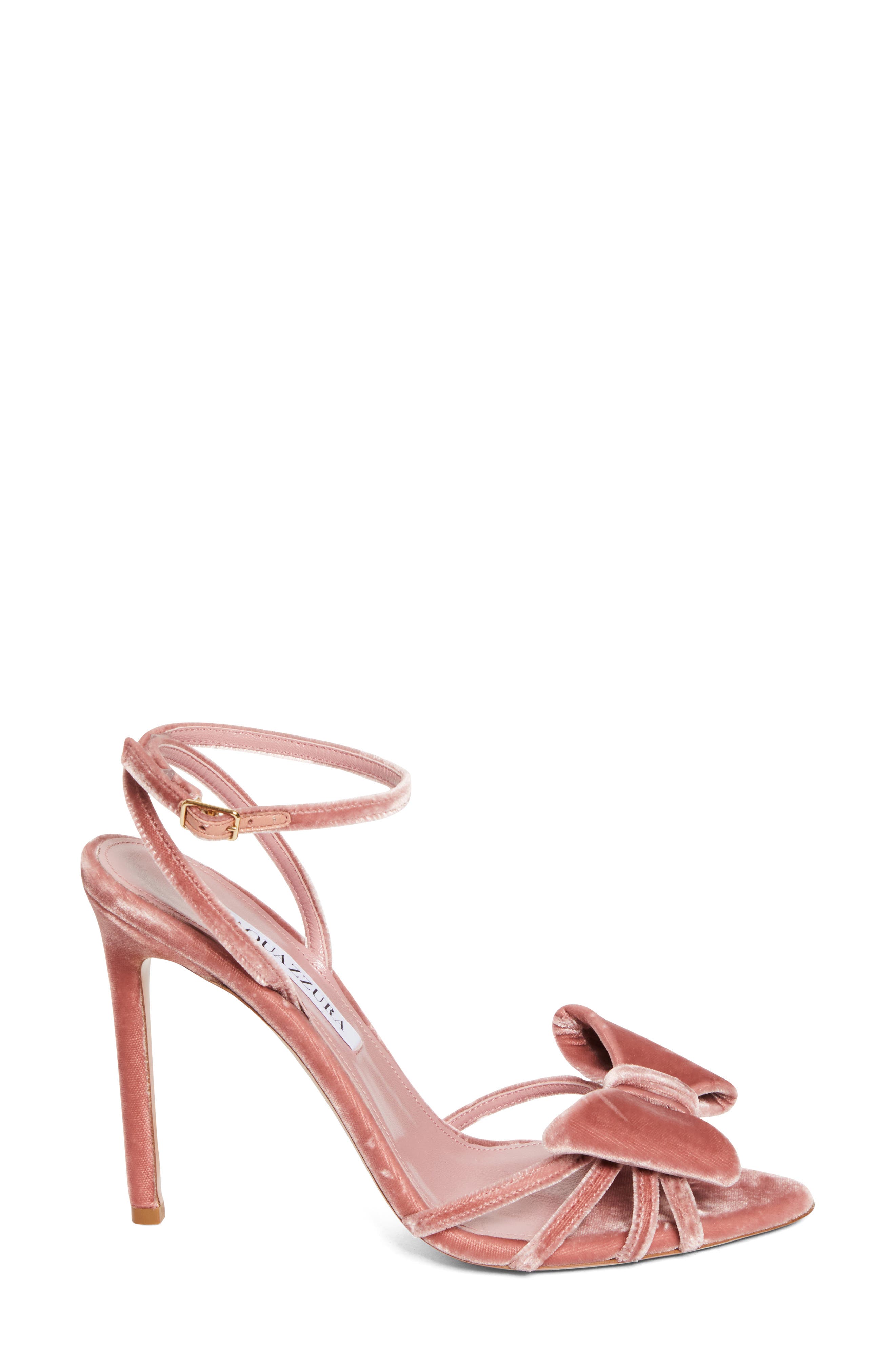 Aquazzura Black Tie Ankle Strap Sandal, Alternate, color, Antique Rose