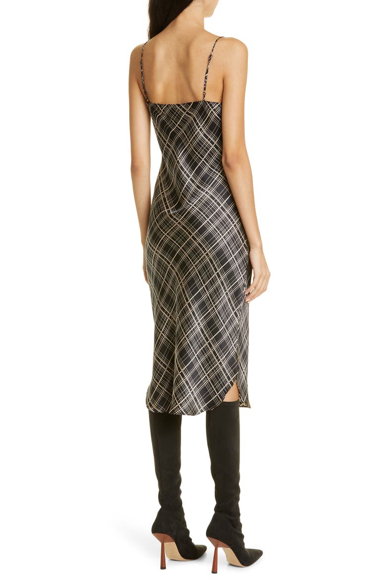 Print Silk Cami Dress, Alternate, color, BLACK PLAID
