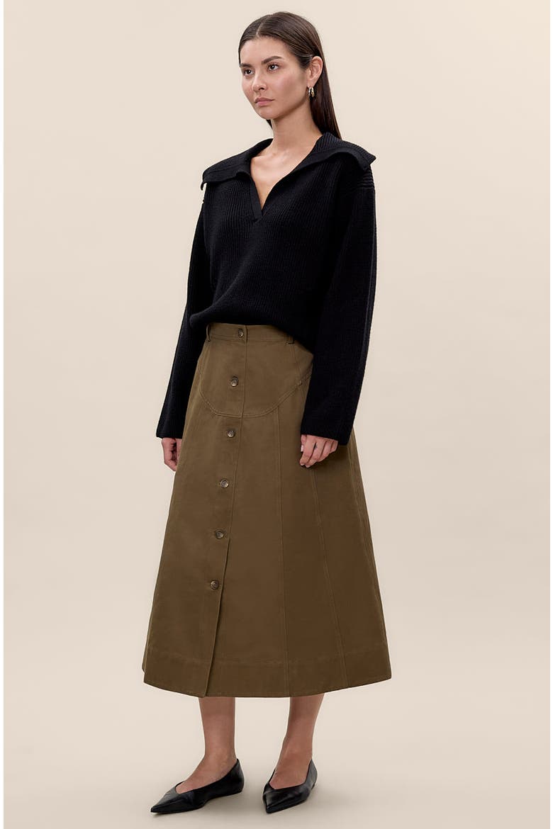 Aria Twill Skirt, Alternate, color, Olive