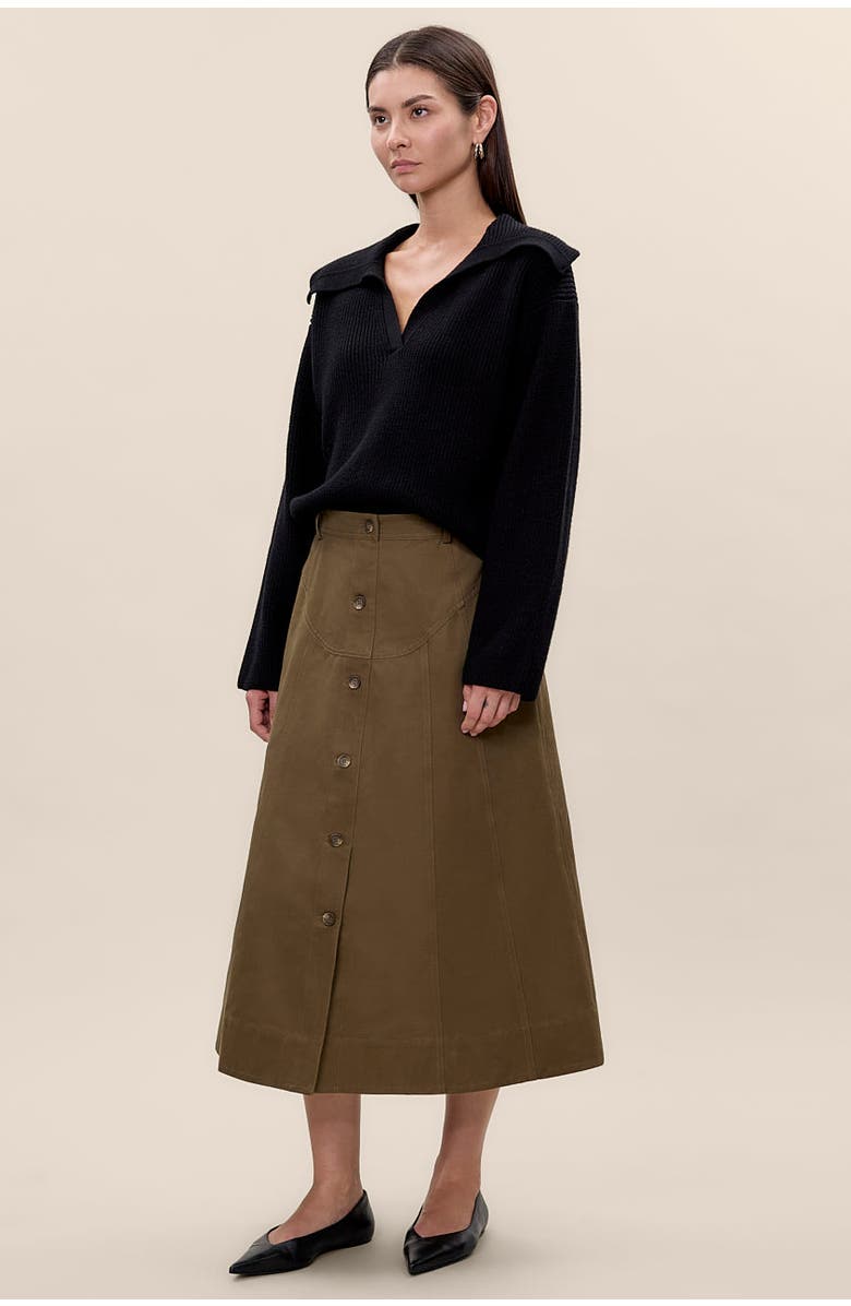 Rebecca Taylor Aria Twill Skirt, Alternate, color, Olive