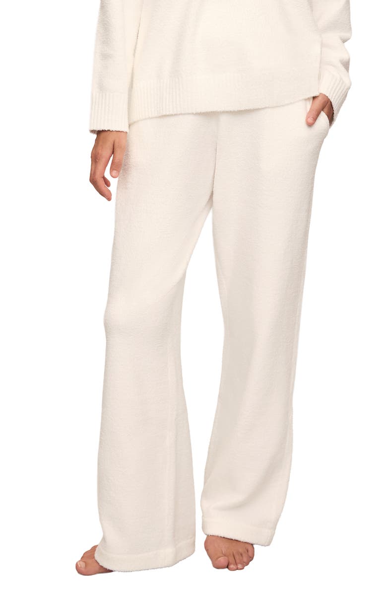 Eberjey Wide Leg Bouclè Pants, Main, color, Ivory
