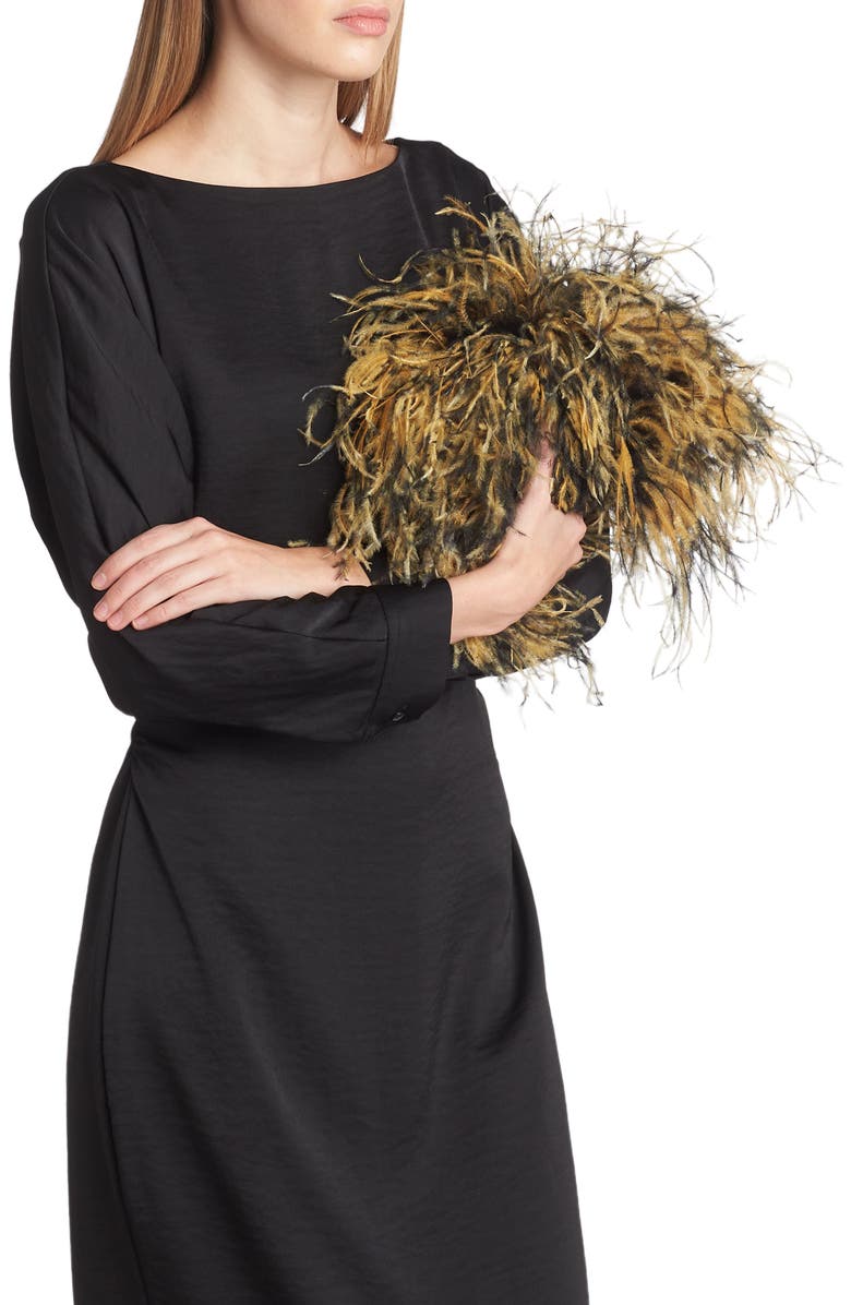 The Attico Midnight Feather Frame Clutch, Alternate, color,