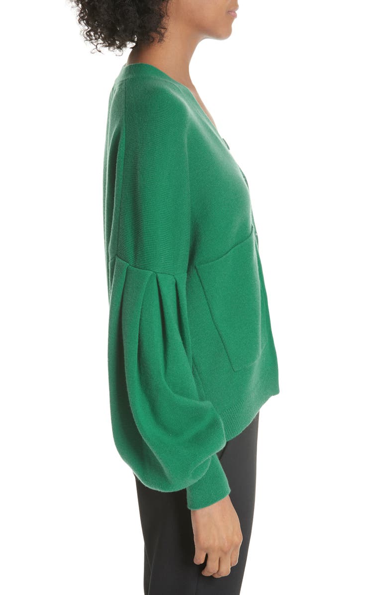 Tibi Pleated Sleeve Cardigan, Alternate, color, 