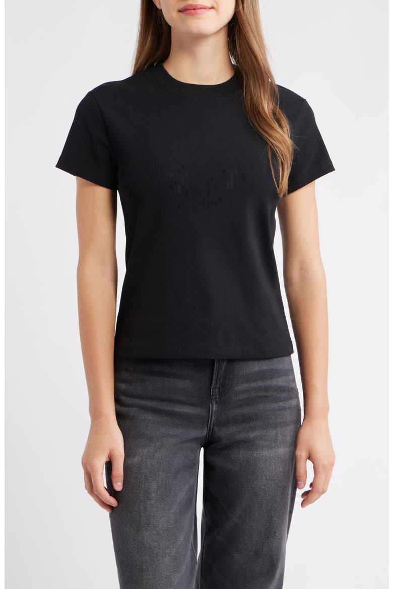 Slim Fit Stretch Cotton T-Shirt, Main, color, BLACK
