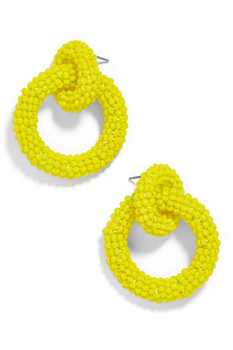 Mini Emma Beaded Hoop Earrings, Main, color, CHARTREUSE