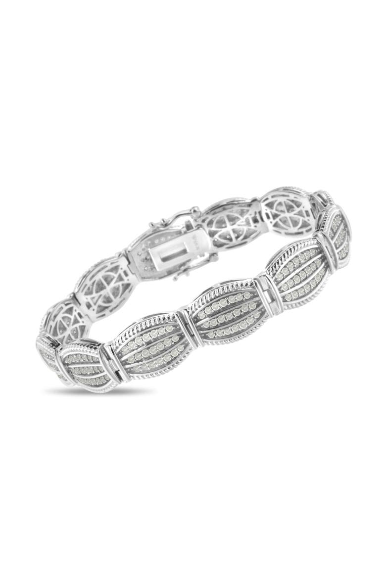 Silver 3.0 Cttw Prong Set Diamond Art Deco Style Tennis Bracelet, Alternate, color, White