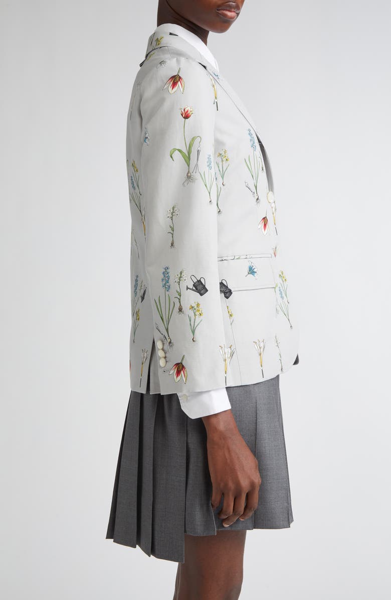 Thom Browne Fit 1 Botanical Print Cotton & Linen Blazer, Alternate, color, Medium Grey