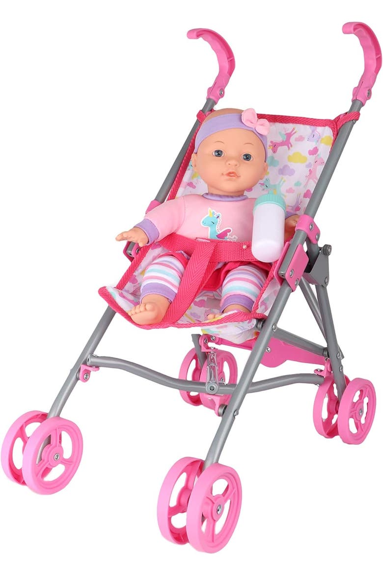Baby Doll Care Gift Set With Stroller For 12 Inch Dolls, Alternate, color, Multicolored