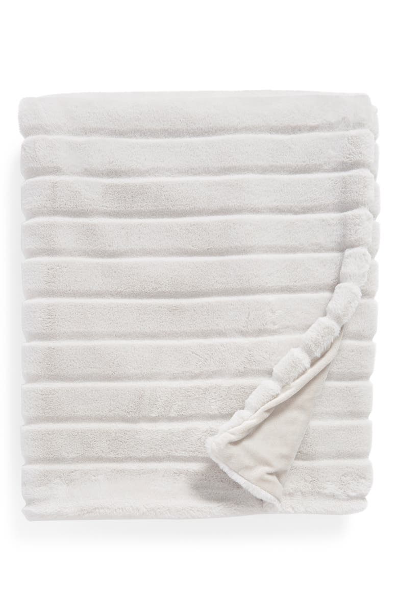 Nordstrom at Home Sheared Stripe Faux Fur Throw, Main, color, 