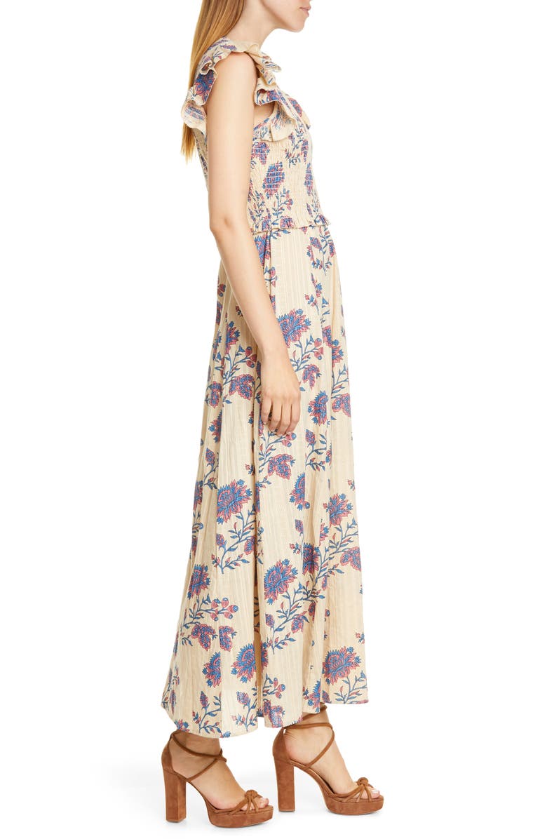 Sea Odette Floral Flutter Sleeve Midi Dress, Alternate, color, 