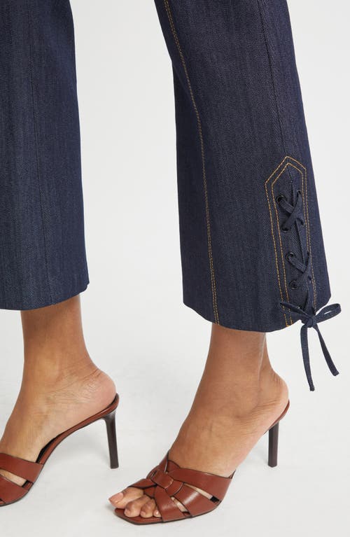Cinq À Sept Lace-up Detail Crop Jeans In Blue