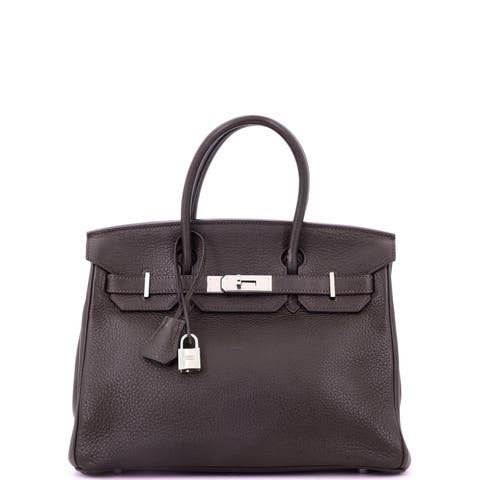 Birkin Handbag Brown Clemence with Palladium Hardware 30