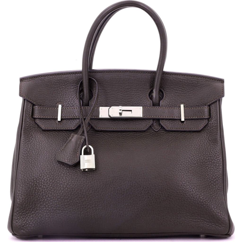 Pre-owned Hermes Hermes Birkin Handbag Brown Clemence With Palladium Hardware 30 In Brown