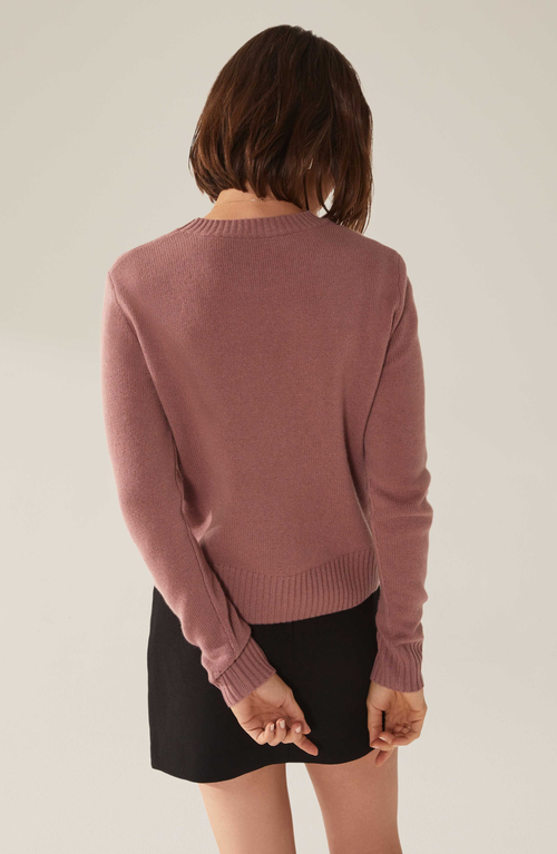 Italic Mila Cashmere Boxy Crop Sweater In Dusty Rose