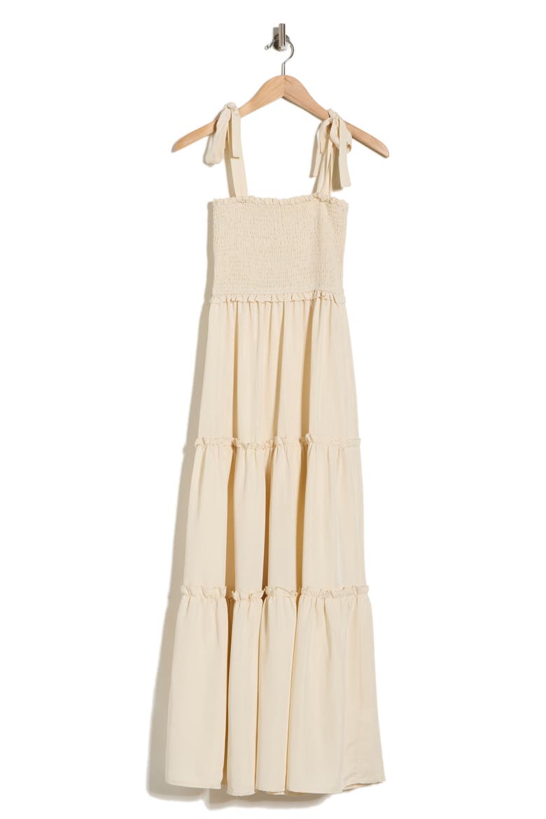 Darla Smocked Maxi Dress, Alternate, color, CREME