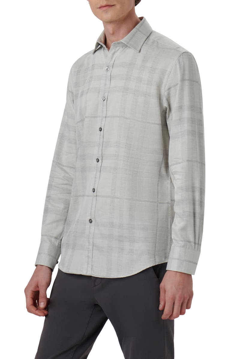 Bugatchi Julian Plaid Shaped Fit Stretch Cotton Button-Up Shirt, Alternate, color,