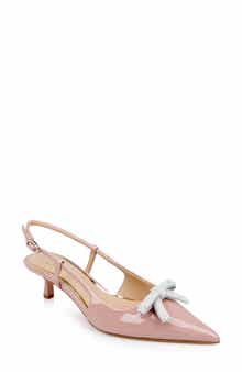 Jewel Badgley Mischka Krystia Slingback Pointed Toe Kitten Heel Pump