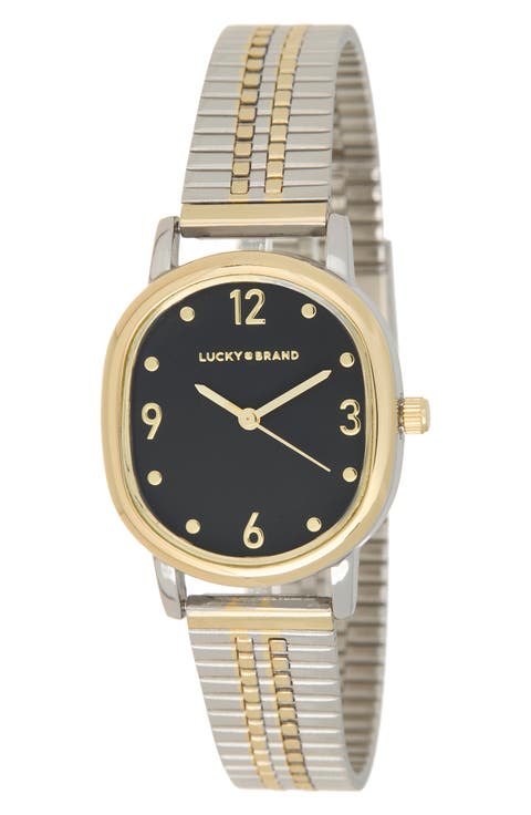 Two Tone Oval Analog Bracelet Watch, 28mm x 38mm
