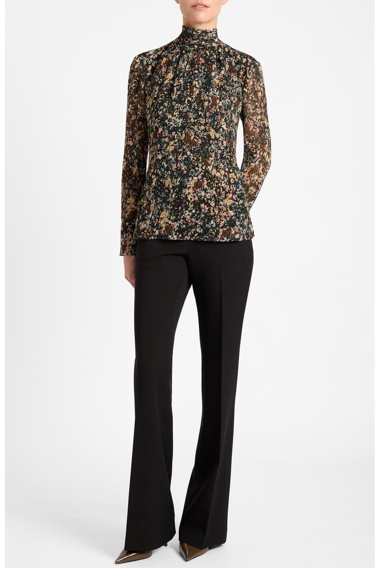 Phoenix Mock Neck Blouse in Abstract Floral Georgette, Main, color, Evergreen Multi
