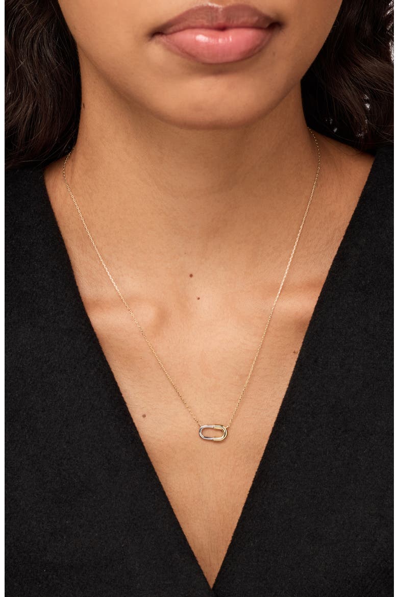 Black Mini Pendant Necklace, Alternate, color, GOLD / SILVER