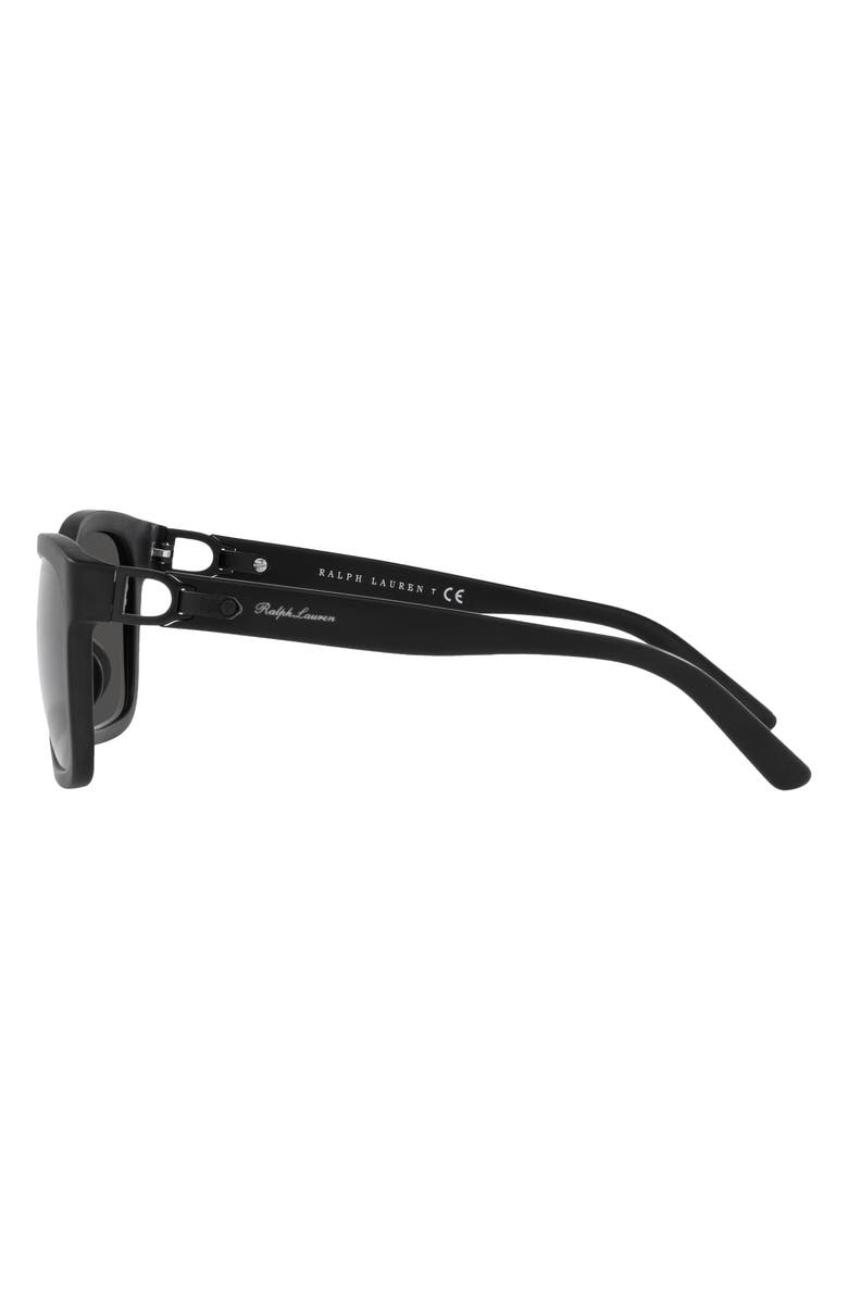 Ralph Lauren 57mm Rectangular Sunglasses, Alternate, color, Matte Black / Dark Grey