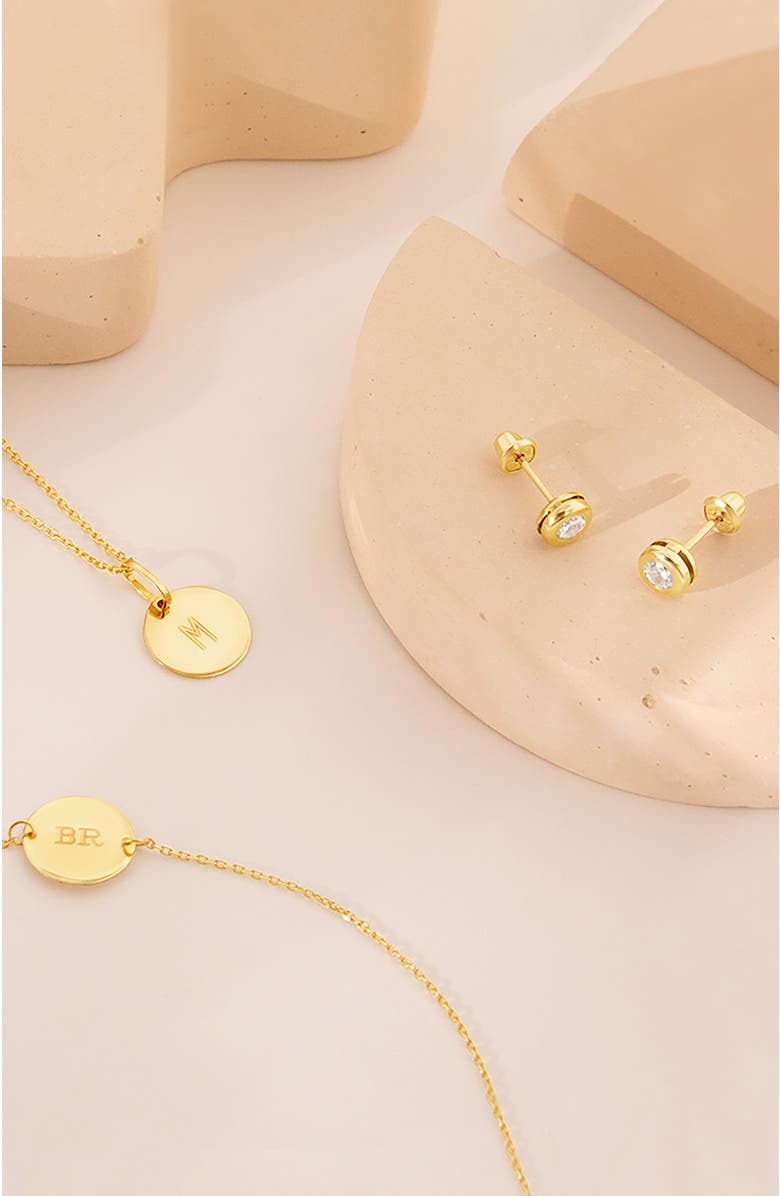 In Season Jewelry 14k Bezel Cubic Zirconia Earrings, Alternate, color, Gold