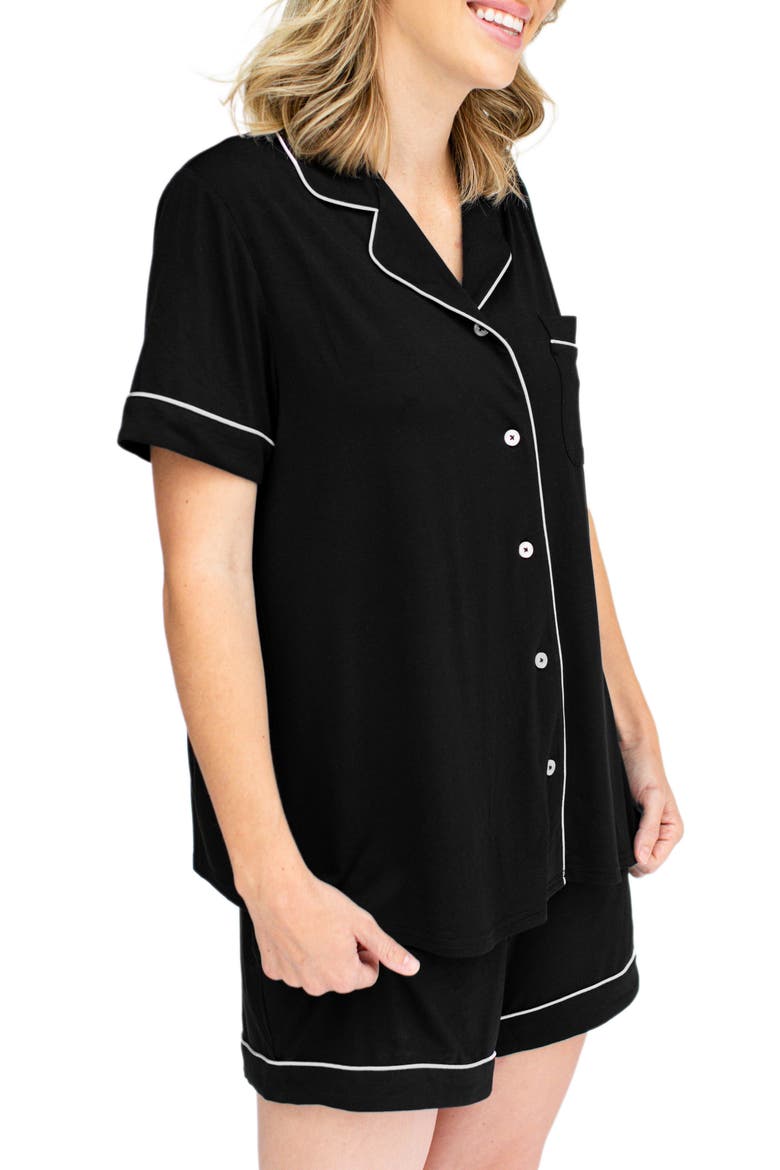 Clea Short Sleeve Pajama Set, Alternate, color, BLACK