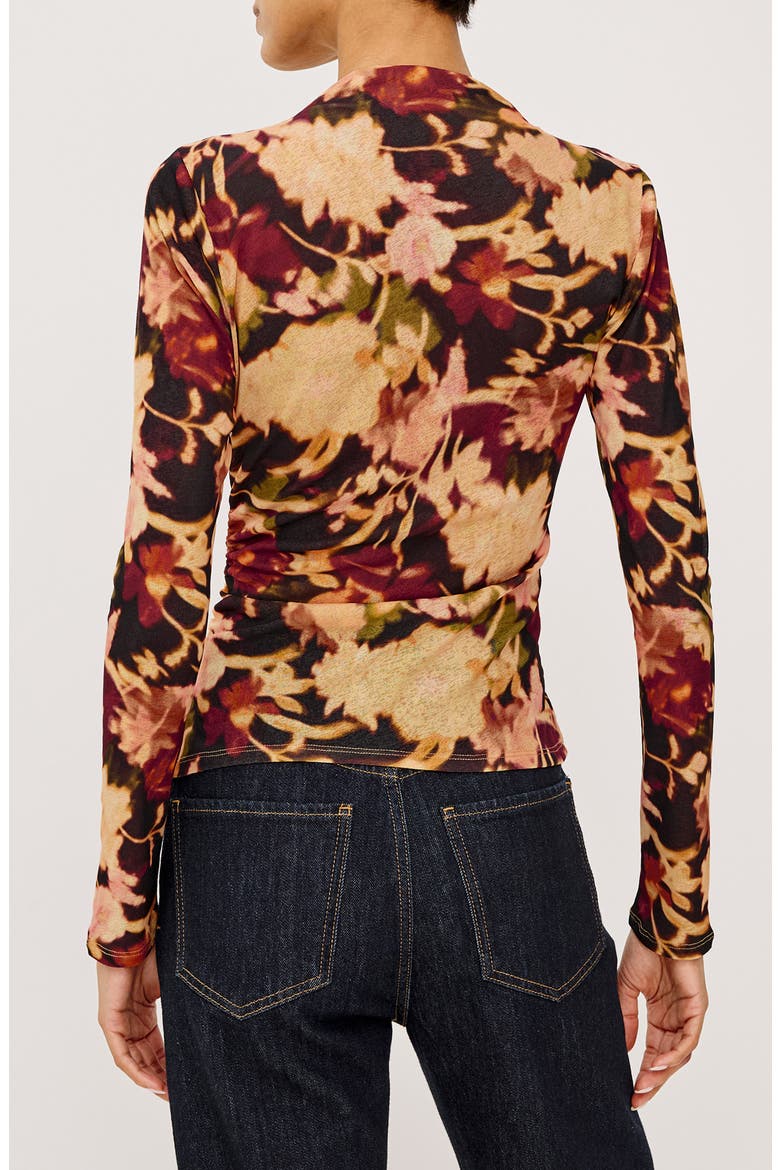 Joelle Floral Mesh Mock Neck Top, Alternate, color, DARK FLORA