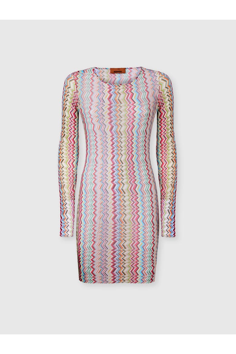 Midi Dress In Zig Zag Printed Tulle, Main, color, Multicoloured