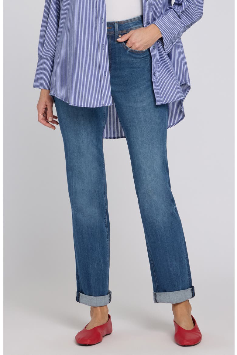 Marilyn Triple Stitch High Waist Straight Leg Jeans, Main, color, WILD RIVER