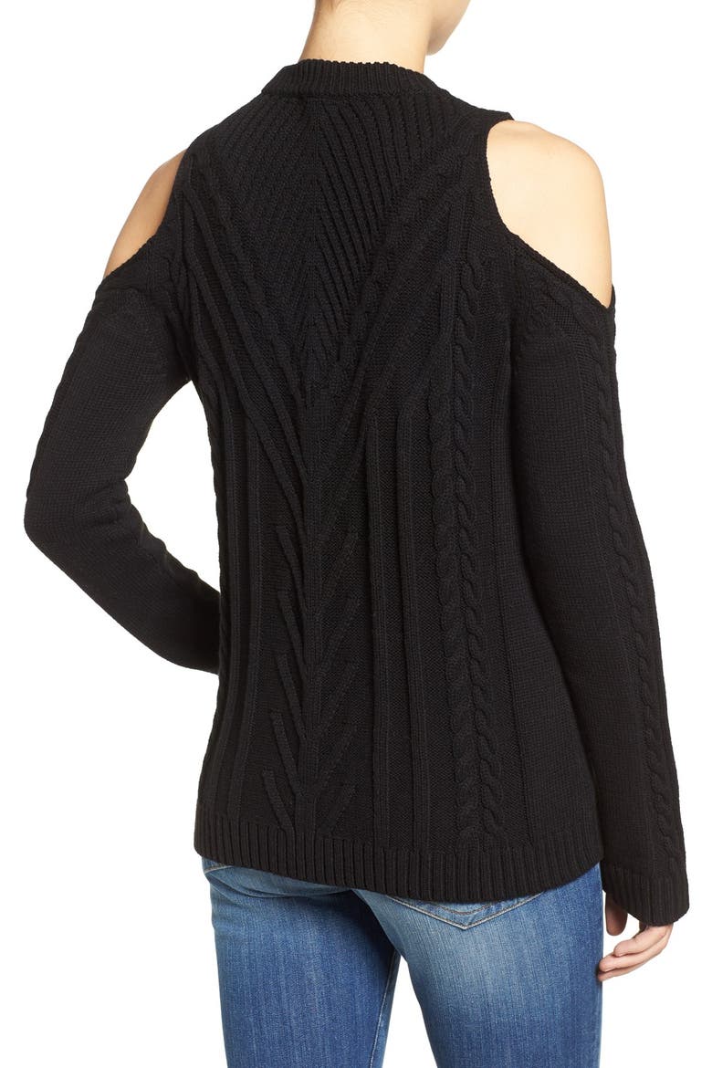 Cold Shoulder Sweater, Alternate, color, RICH BLACK