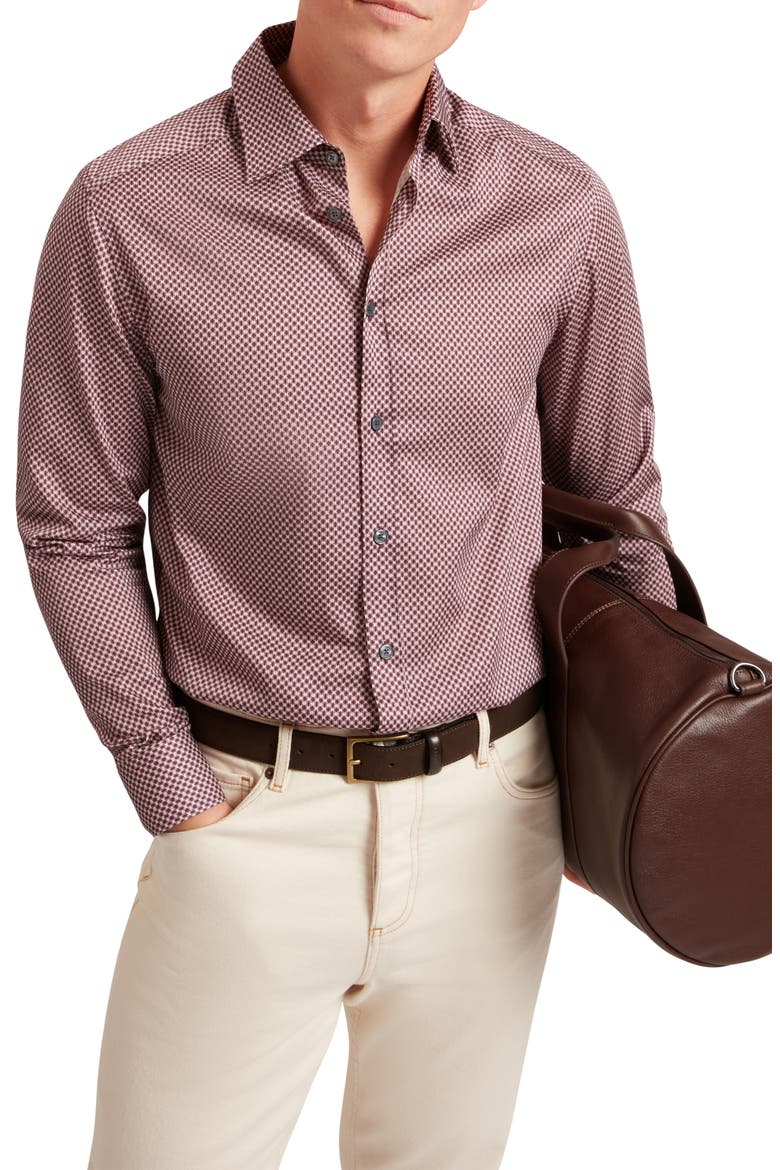 Jozef Print Cotton Button-Up Shirt, Main, color, LIGHT-PURPLE