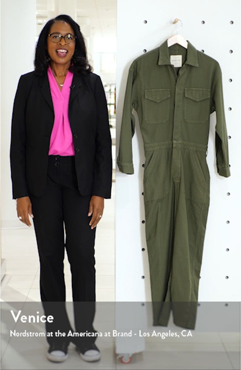 Marta Long Sleeve Cotton Twill Utility Jumpsuit, sales video thumbnail