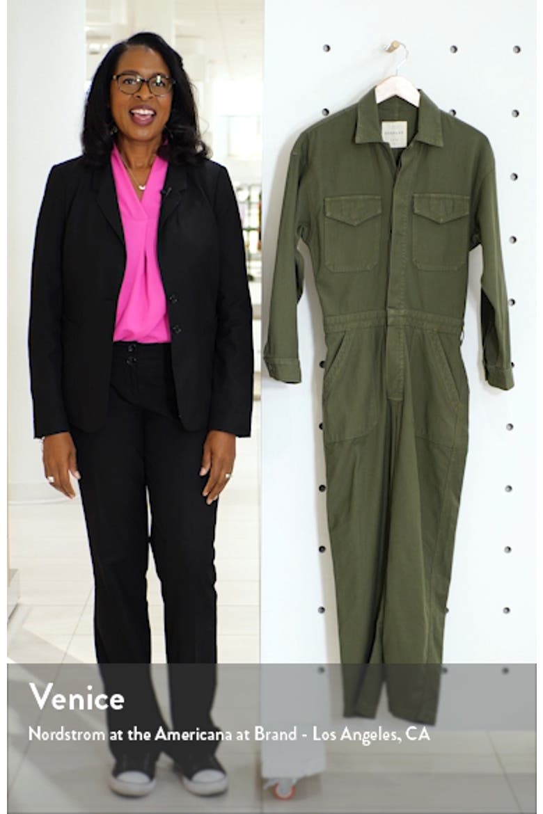 Marta Long Sleeve Cotton Twill Utility Jumpsuit video