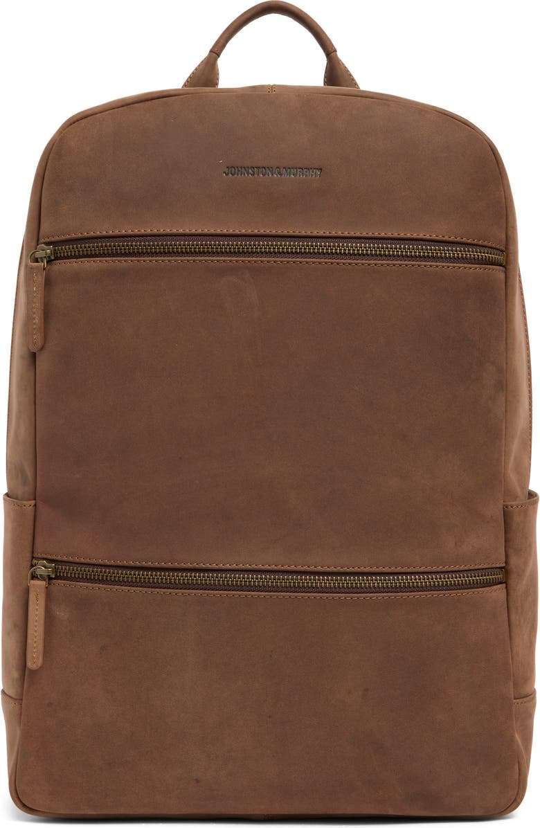 Johnston & Murphy Oil Tanned Leather Backpack, Main, color, Oil Tan