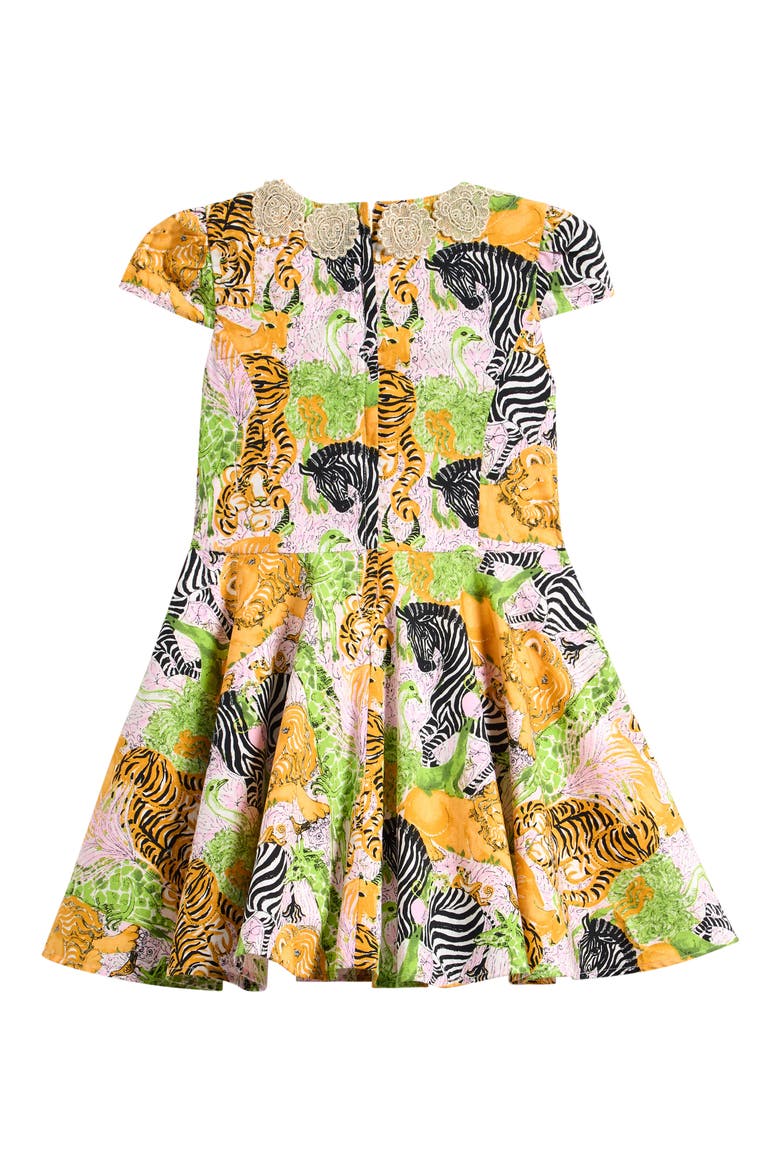 Kids' Idala Short Sleeve Fit & Flare Dress, Alternate, color, MULTI LIL LILLYS ZOO