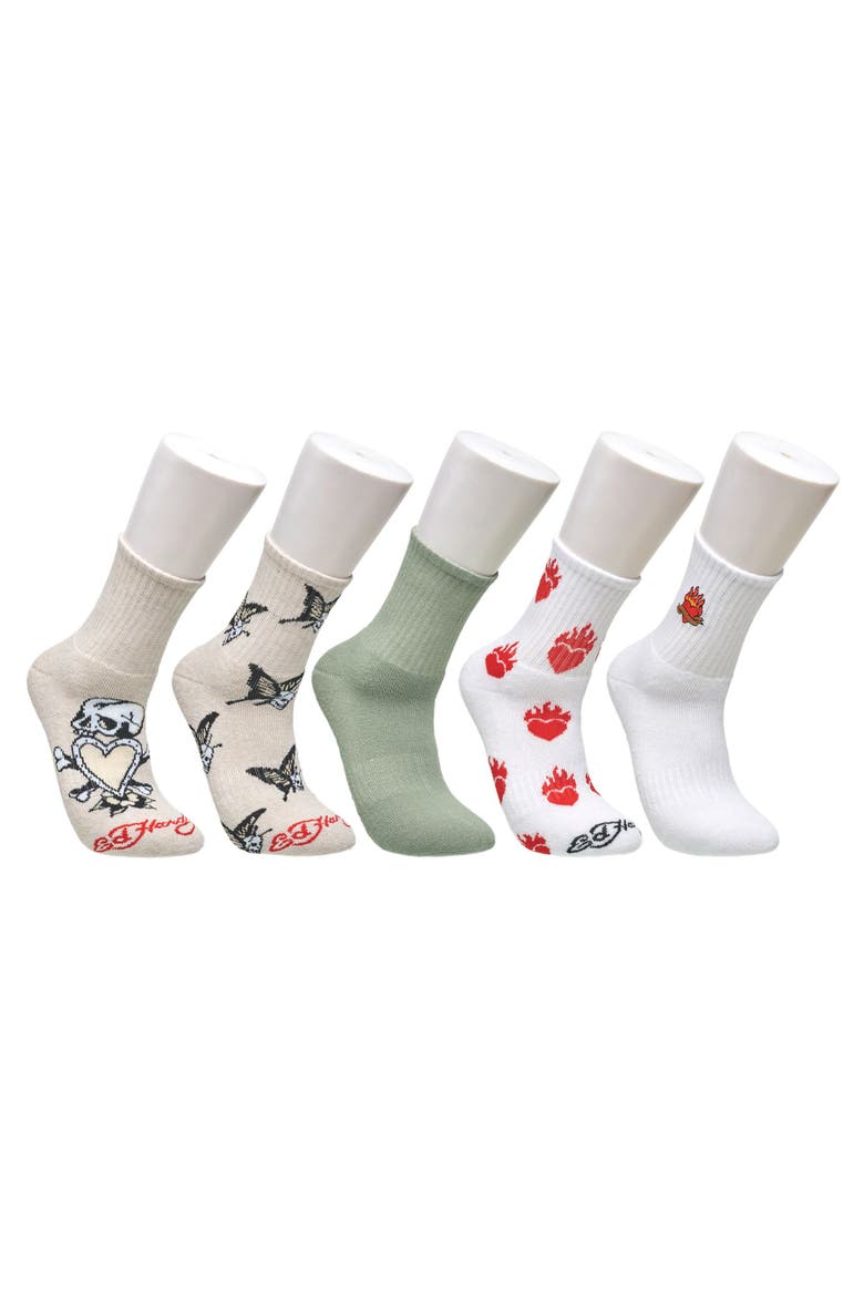 Fashion full cushion Mid Crew Sock 5-Pack, Main, color, White Multi
