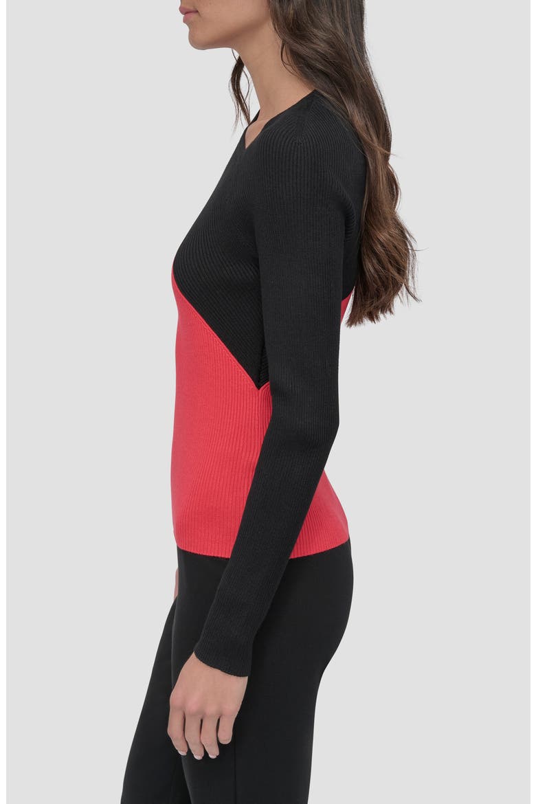 Colorblock Shoulder Cutout Long Sleeve Sweater, Alternate, color, WATERMELON SUGAR