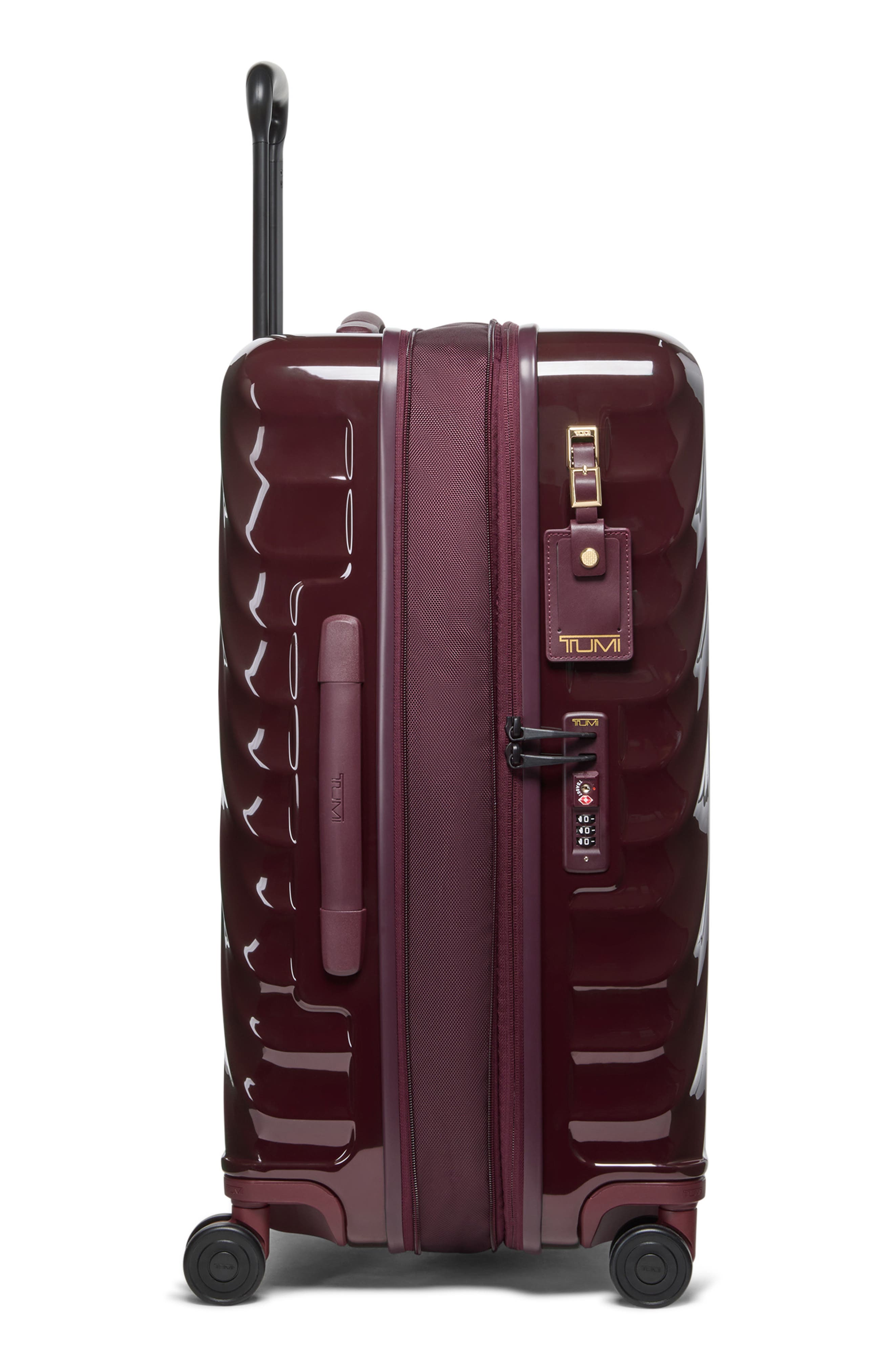 TUMI 19 Degree Medium Expandable Checked Hardside Spinner Suitcase, Alternate, color, Wine