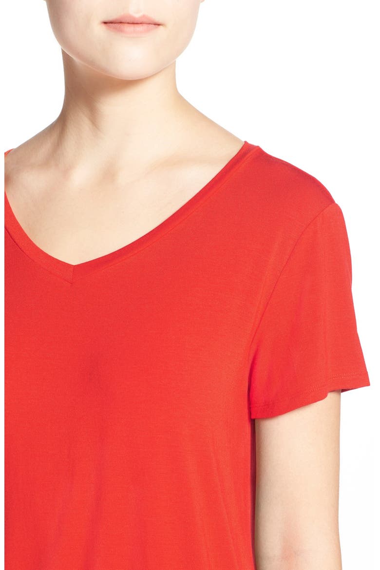 Modal Jersey V-Neck Tee, Alternate, color, RED FIERY