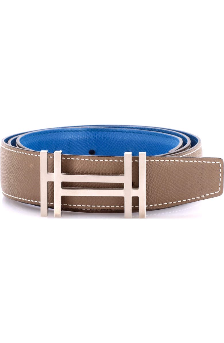 Pre-Owned Hermes H Au Carre Reversible Belt Leather Medium, Main, color, Gray